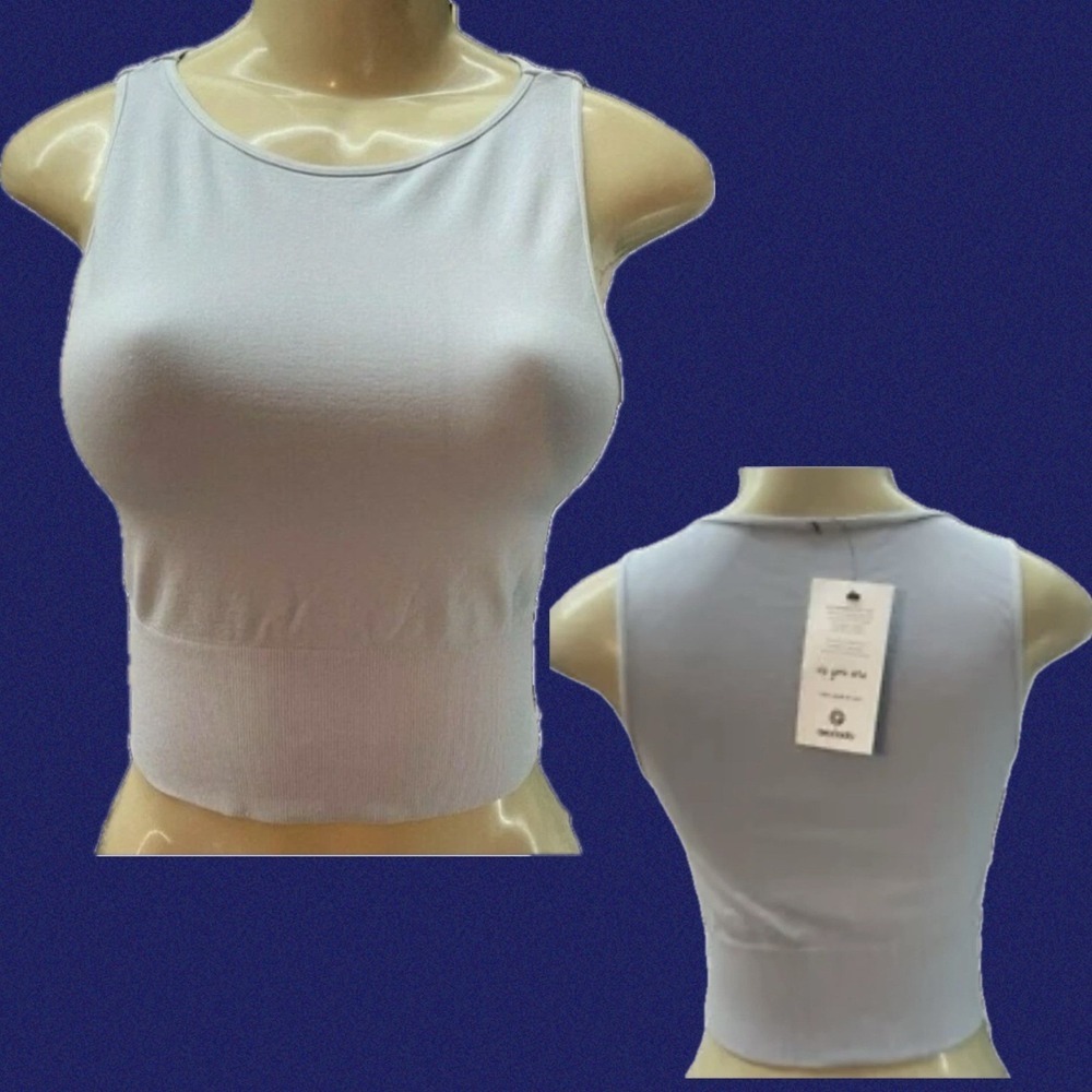 Avocado L/XL Seamless Crop Top Powder Blue Sleeveless Ribbed Activewear